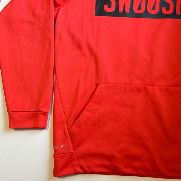 Nike Dri-Fit Swoosh Hoodie - Hot Red & Fleece Lined - Size Medium - Picture 4 of 12